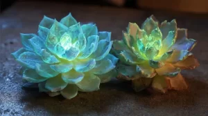 Pamatykite: sukurti tamsoje šviečiantys sukulentai