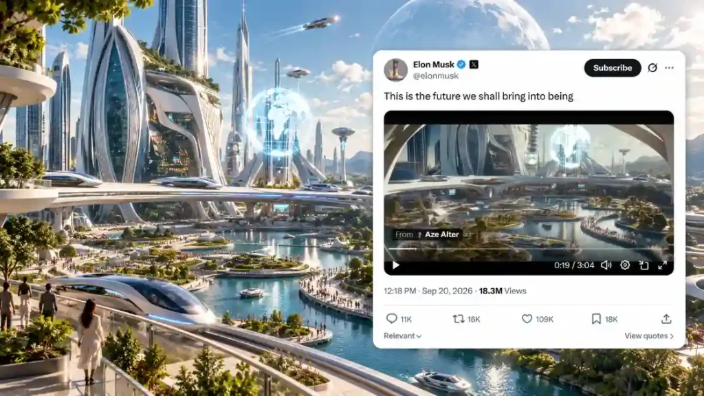 Muskas pasidalijo futuristine žmonijos ateities vizija: vaizdo įrašas „sprogo“ internete