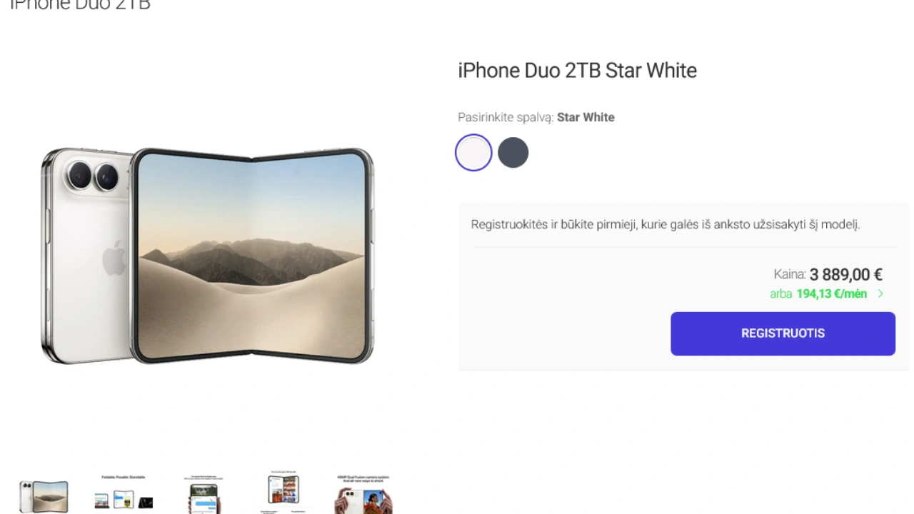 „iPhone Duo“ 2 TB kaina Lietuvoje