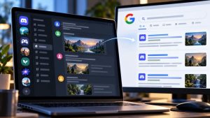 DI iliustracija: viešų Discord pokalbių pateikimas interneto paieškoje