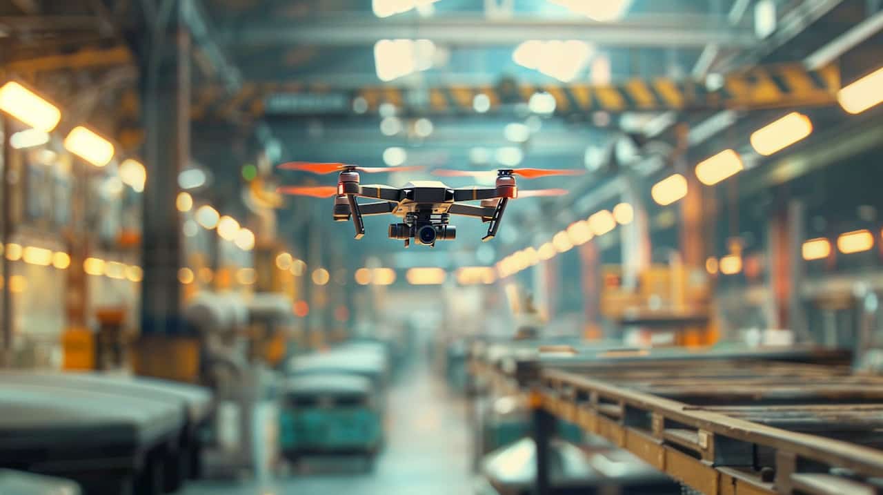 drono nufilmuotas skrydis po Tesla Giga Berlin gamykla